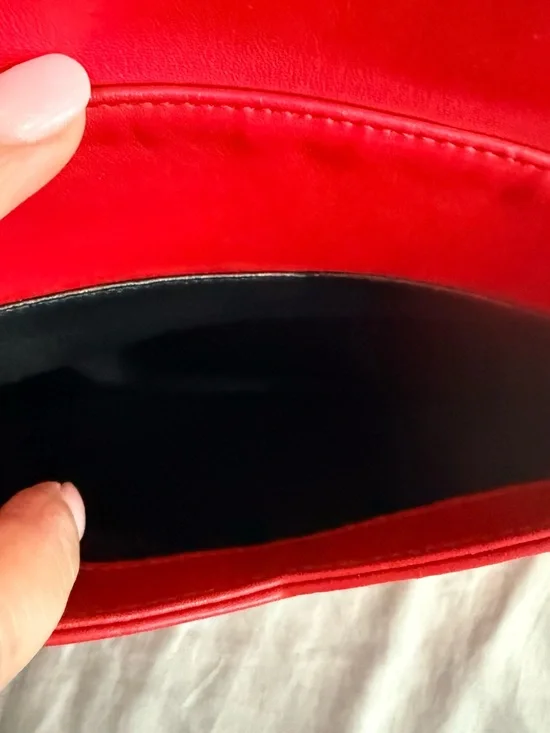 Saint Laurent Red Chevron Quilted Shoulder/Crossbody Bag with Gold YSL - Picture 11 of 11